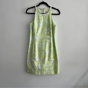 LILLY PULITZER SUMMER DRESS, GREEN,BLUE AND WHITE ANIMAL FACE AND FLORALS SIZE 8